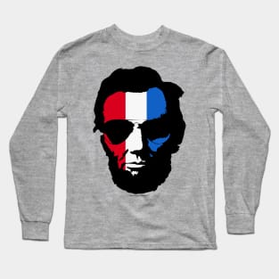 Cool Abraham Lincoln Wearing Aviator Sunglasses (Red White and Blue) Long Sleeve T-Shirt